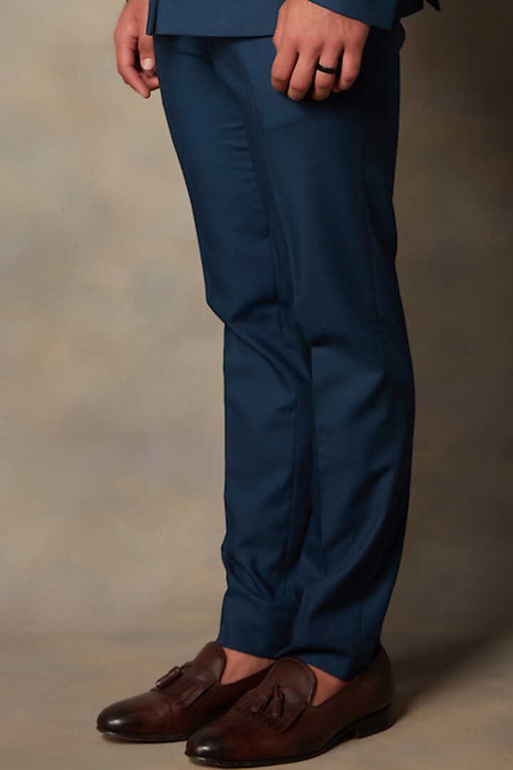 Navy Blue Embroidered Wedding Bandhgala Set by Gargee Designers at Pernia's Pop Up Shop