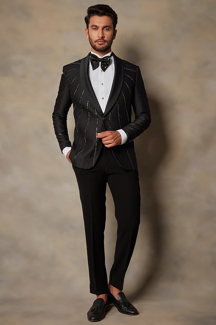 Buy Gargee Designers Black Polyester Embellished Viscose Tuxedo Set at ...