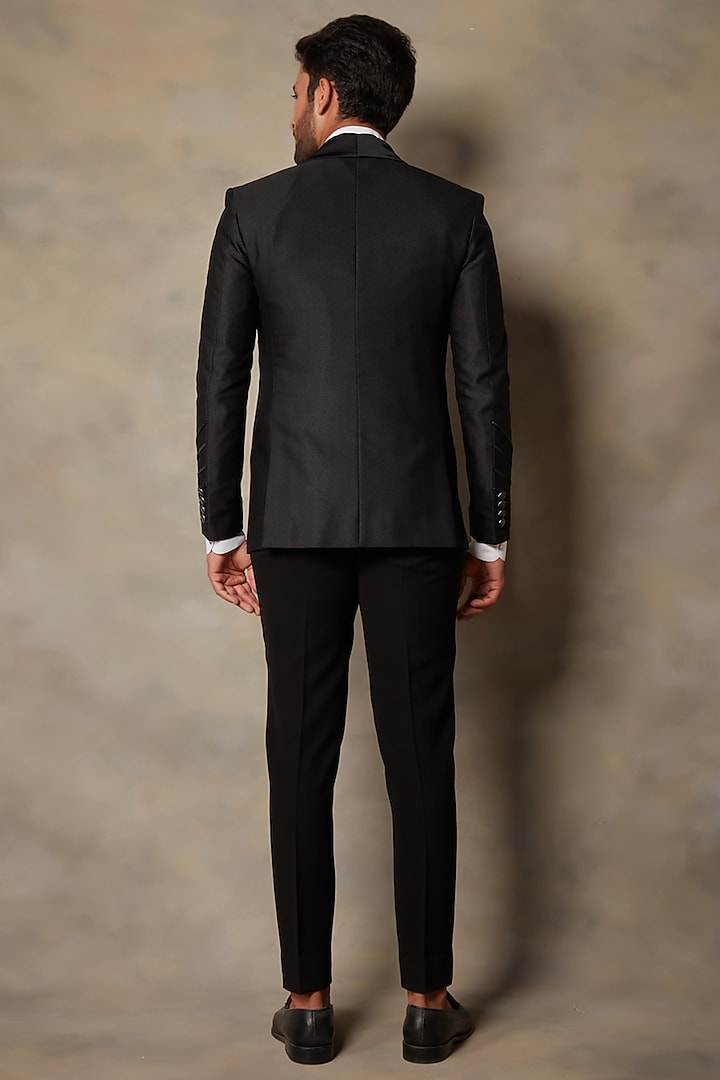 Black Polyester Embellished Viscose Tuxedo Set by Gargee Designers at Pernia's Pop Up Shop