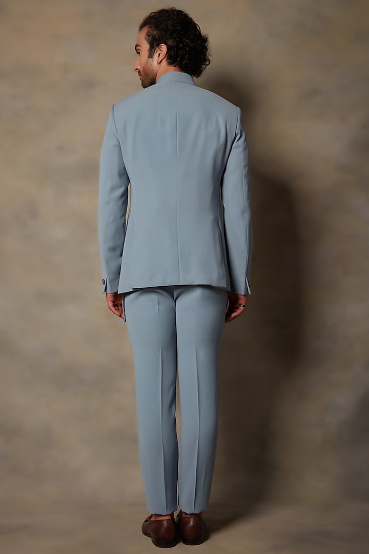 Blue Polyester Viscose Draped Jacket Set by Gargee Designers at Pernia's Pop Up Shop