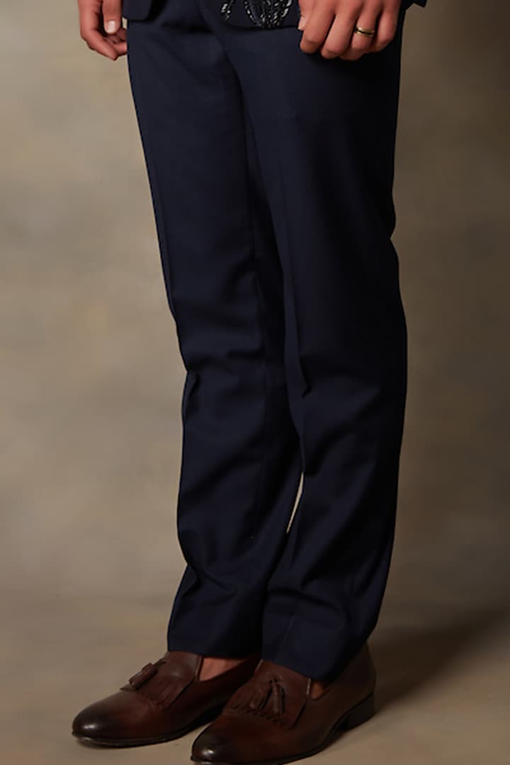 Navy Blue Polyester Embroidered Tuxedo Set by Gargee Designers at Pernia's Pop Up Shop