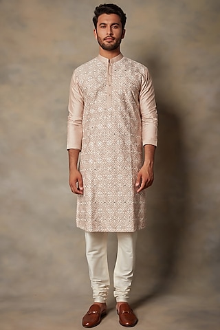 Beige Embellished Kurta Set by Gargee Designers