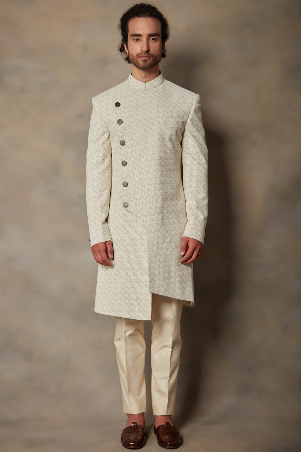 Ivory Embellished Indo Western Set by Gargee Designers