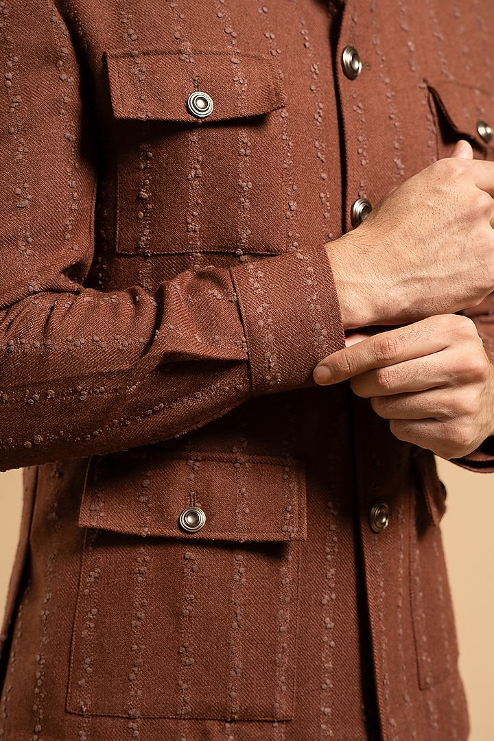 Rust Cotton Blend Shacket by Gargee Designers at Pernia's Pop Up Shop