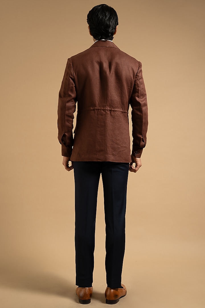 Brown Linen Shacket by Gargee Designers at Pernia's Pop Up Shop