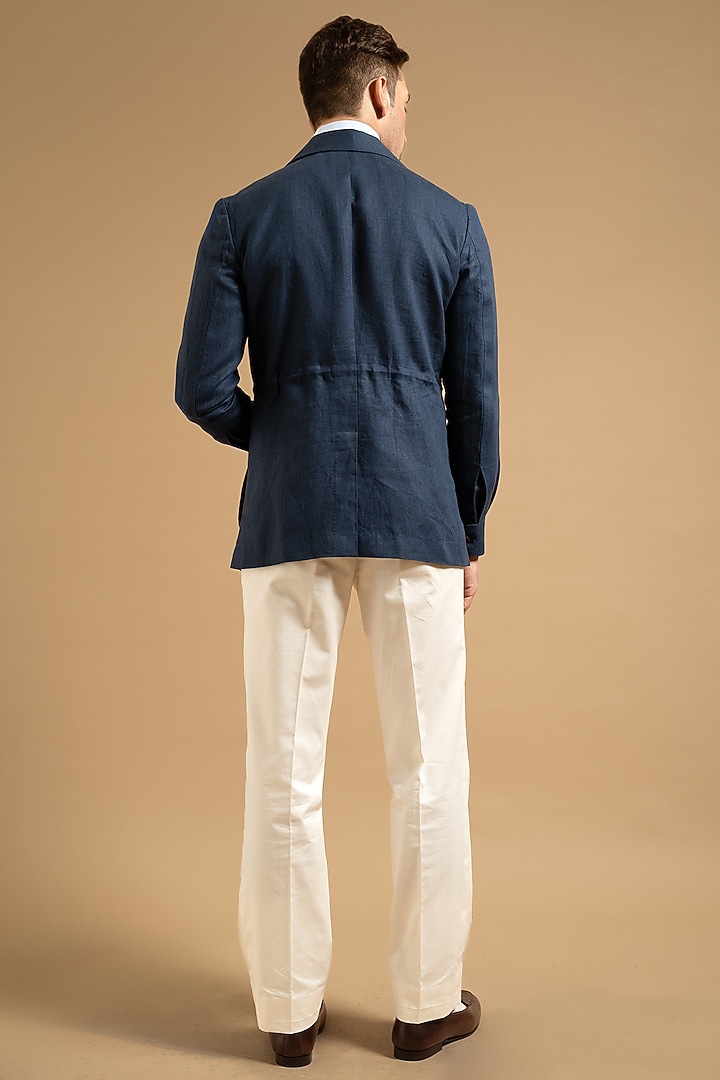 Blue Linen Shacket by Gargee Designers at Pernia's Pop Up Shop