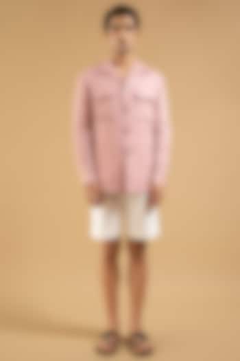 Dusty Pink Linen Shacket by Gargee Designers at Pernia's Pop Up Shop