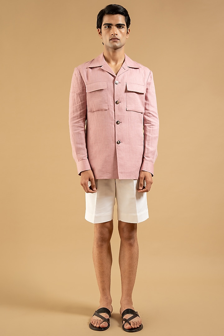 Dusty Pink Linen Shacket by Gargee Designers at Pernia's Pop Up Shop