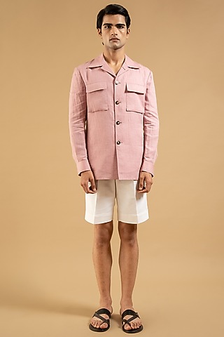 Dusty Pink Linen Shacket by Gargee Designers