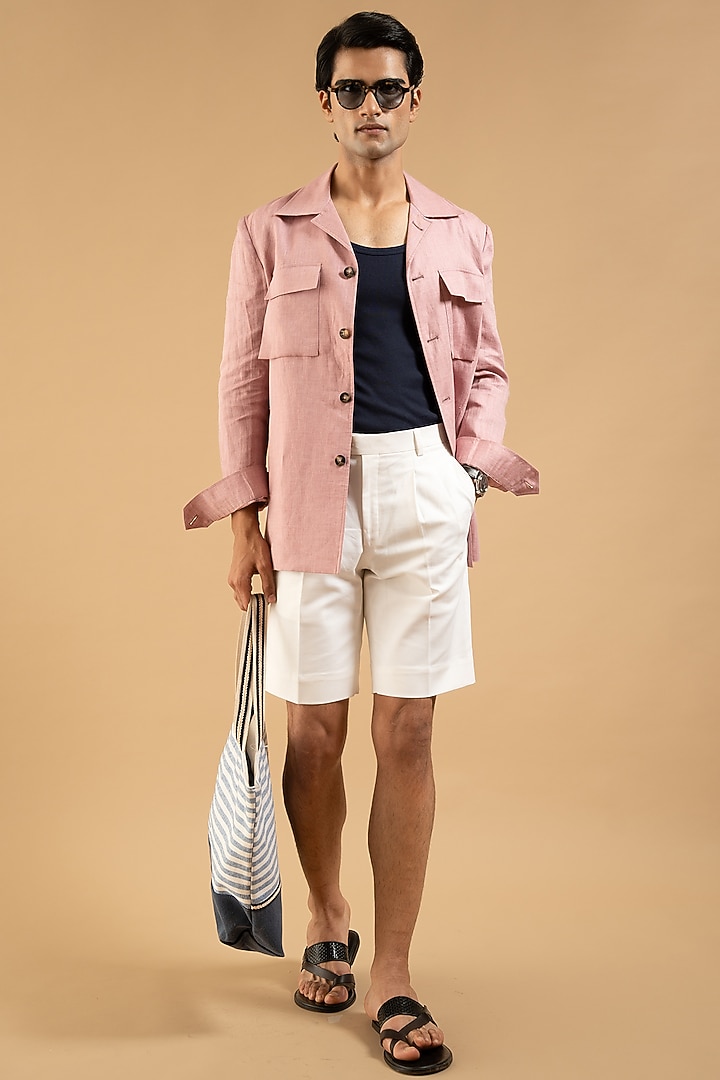 Dusty Pink Linen Shacket by Gargee Designers at Pernia's Pop Up Shop