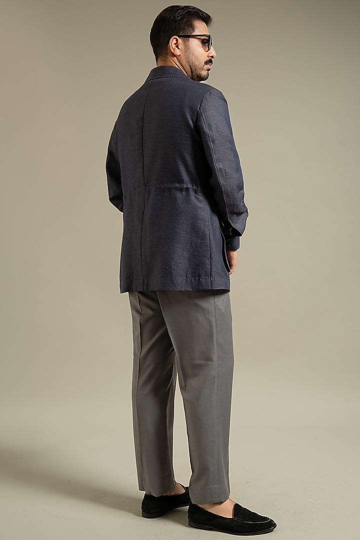 Bluish Grey Linen Shacket by Gargee Designers at Pernia's Pop Up Shop