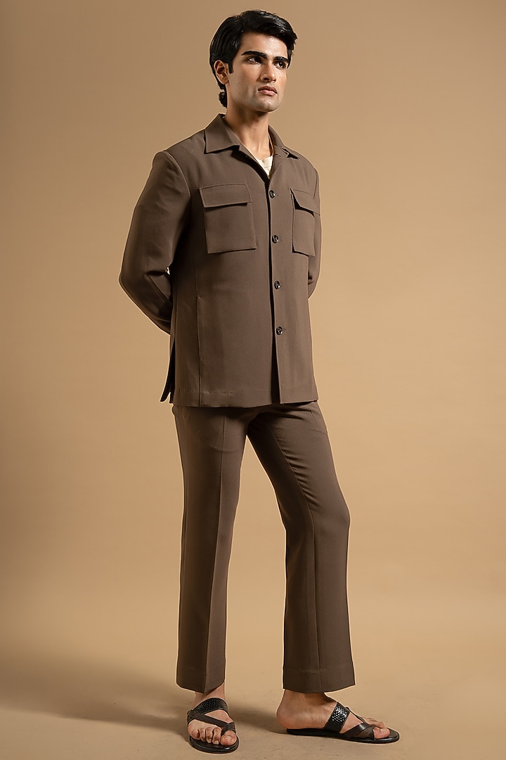 Brown Polyester Blend Shacket by Gargee Designers at Pernia's Pop Up Shop
