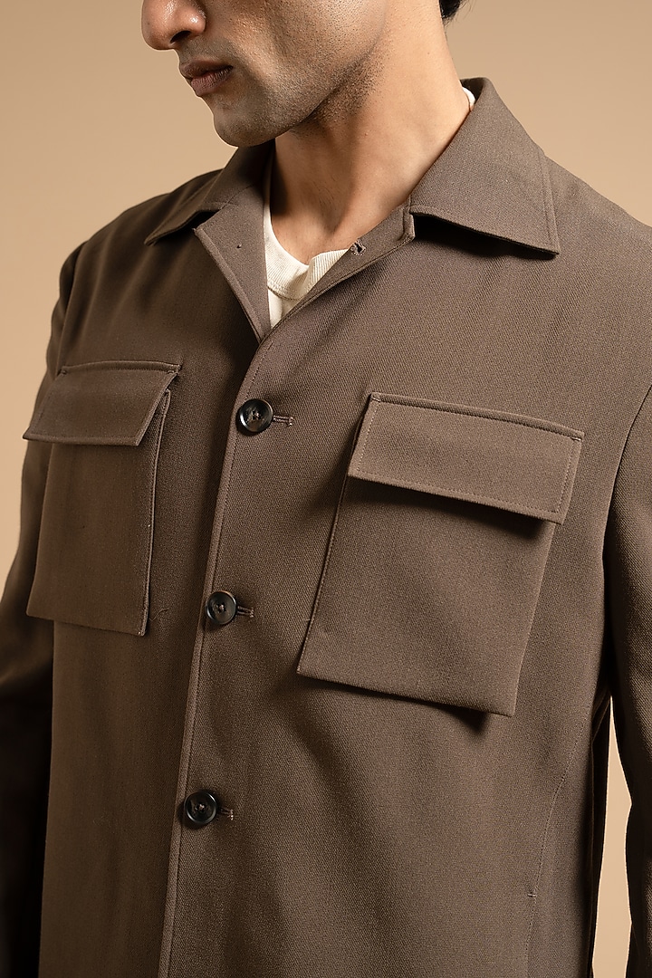 Brown Polyester Blend Shacket by Gargee Designers at Pernia's Pop Up Shop
