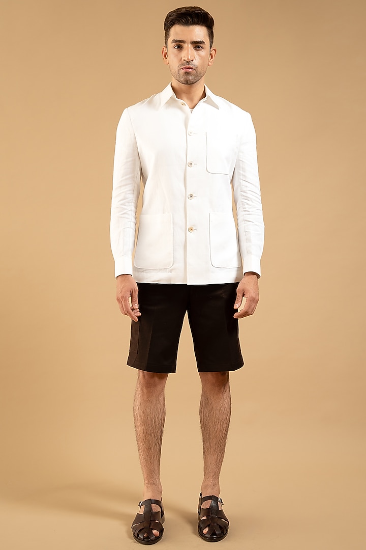 White Linen Shacket by Gargee Designers at Pernia's Pop Up Shop