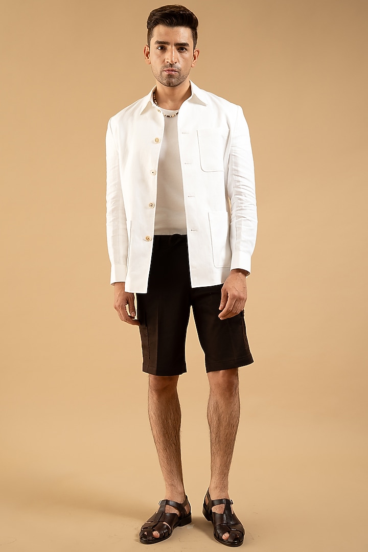 White Linen Shacket by Gargee Designers at Pernia's Pop Up Shop