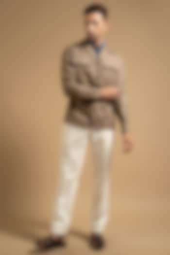 Sand Beige Linen Shacket by Gargee Designers at Pernia's Pop Up Shop