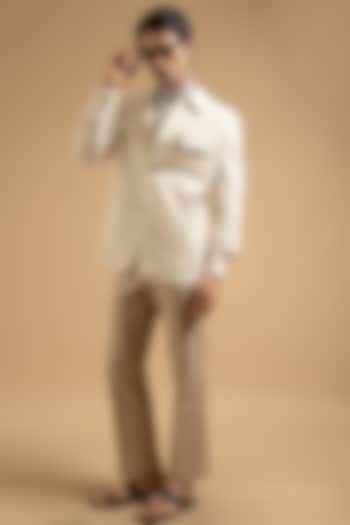 Ivory Cotton Blend Shacket by Gargee Designers at Pernia's Pop Up Shop