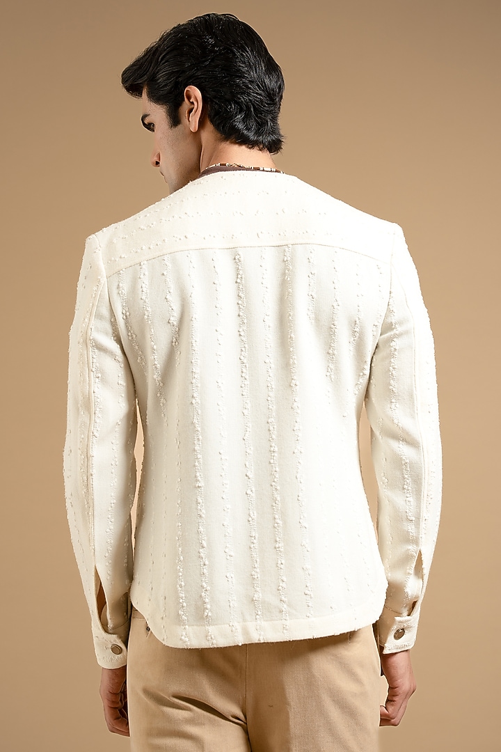Ivory Cotton Blend Bandhgala by Gargee Designers at Pernia's Pop Up Shop