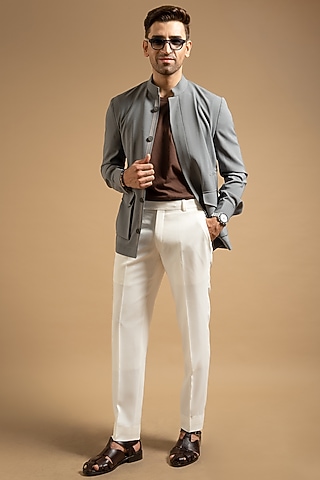 Grey Linen Shacket by Gargee Designers