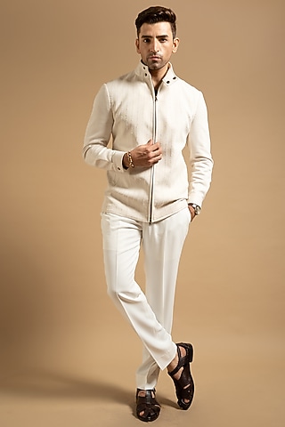 Ivory Suede Jacket by Gargee Designers