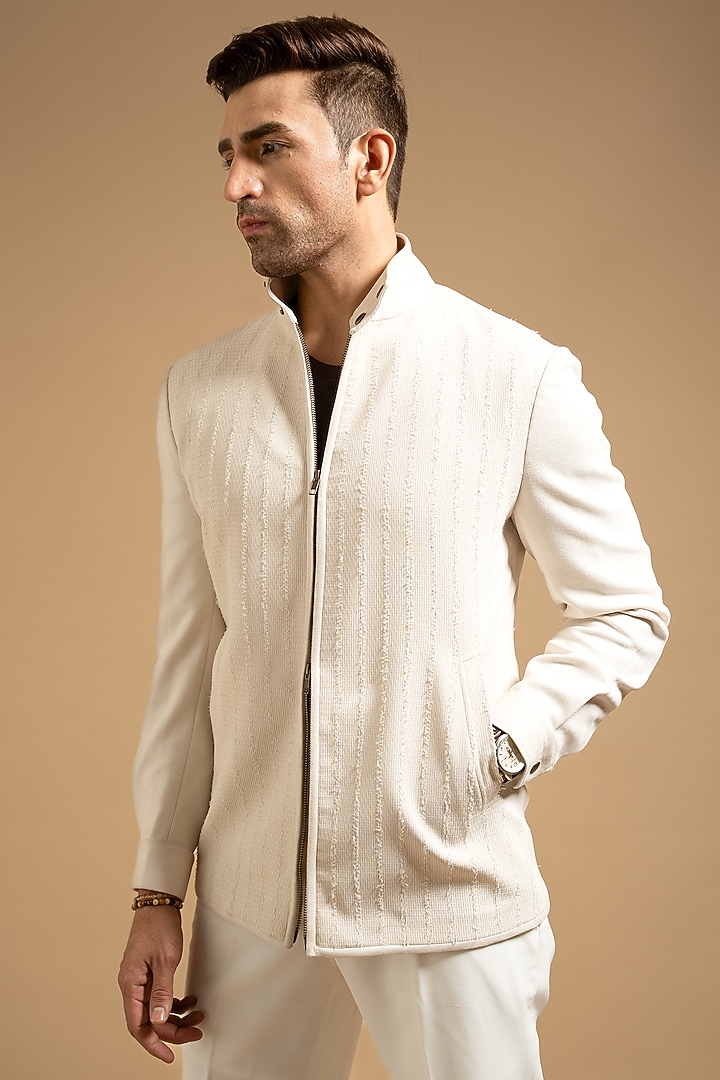 Ivory Suede Jacket by Gargee Designers at Pernia's Pop Up Shop