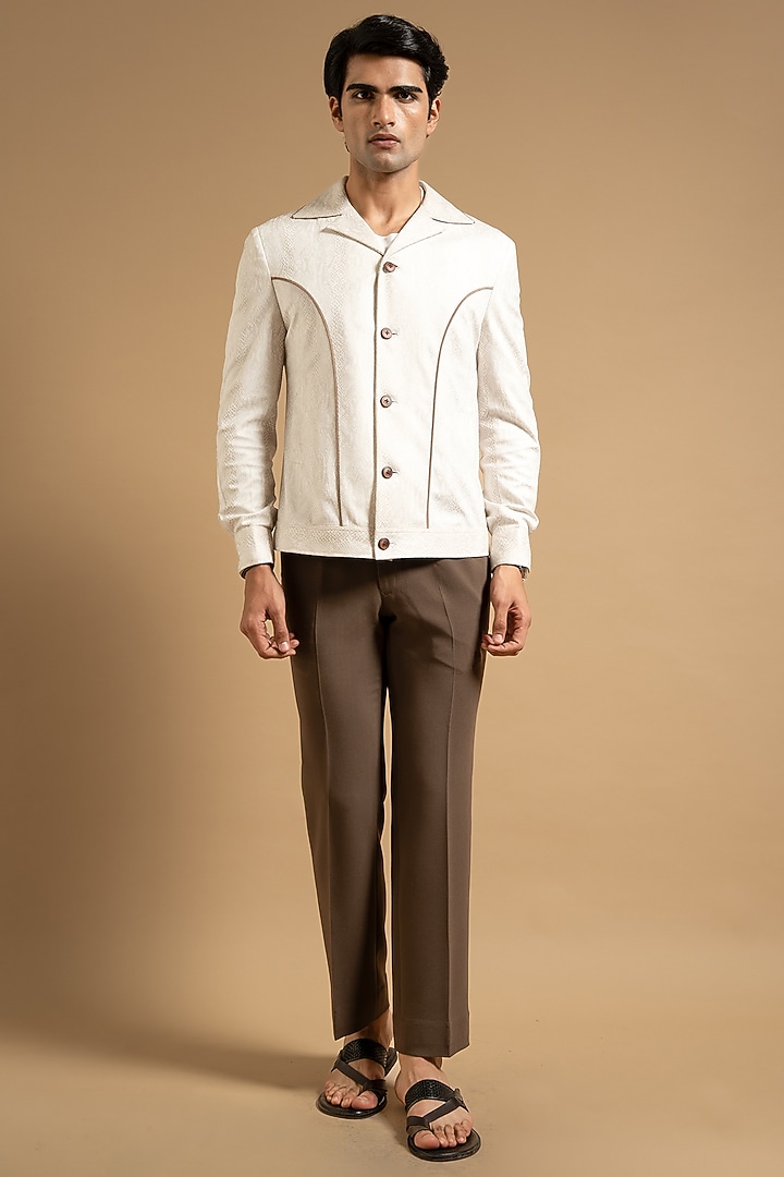 Ivory Suede Jacket by Gargee Designers at Pernia's Pop Up Shop