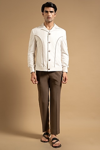 Ivory Suede Jacket by Gargee Designers