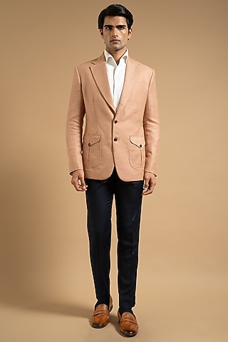 Peach Linen Blazer by Gargee Designers
