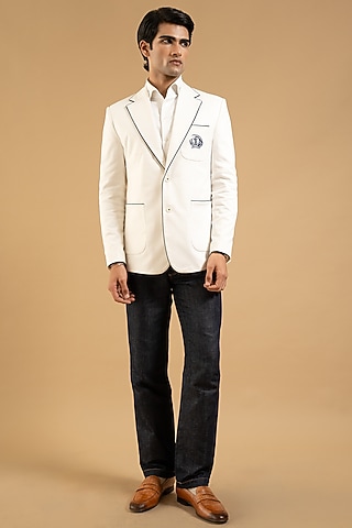 White Linen Blazer by Gargee Designers