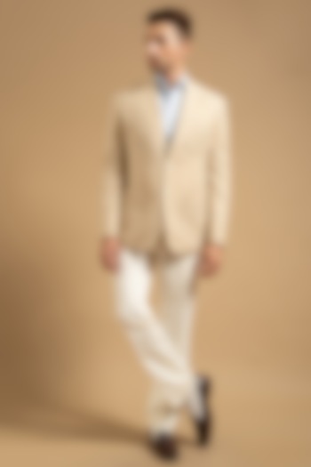 Beige Wool Blend Blazer by Gargee Designers at Pernia's Pop Up Shop
