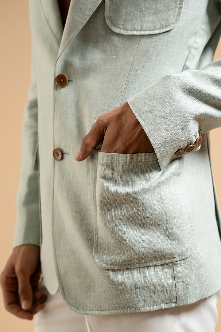 Mint Linen Blazer by Gargee Designers at Pernia's Pop Up Shop