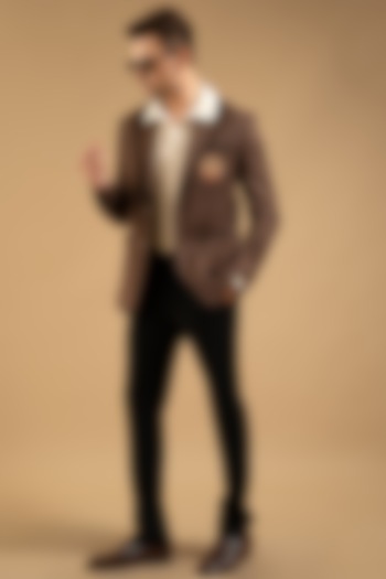 Brown Cotton Blazer by Gargee Designers at Pernia's Pop Up Shop