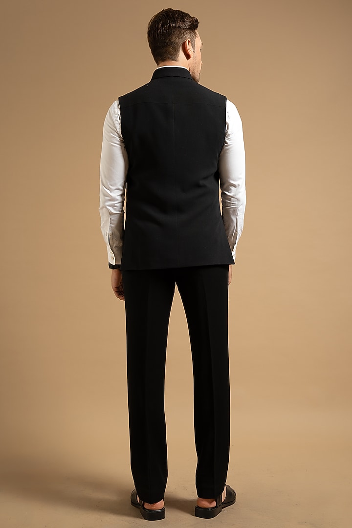 Black Polyester Blend Vest by Gargee Designers at Pernia's Pop Up Shop