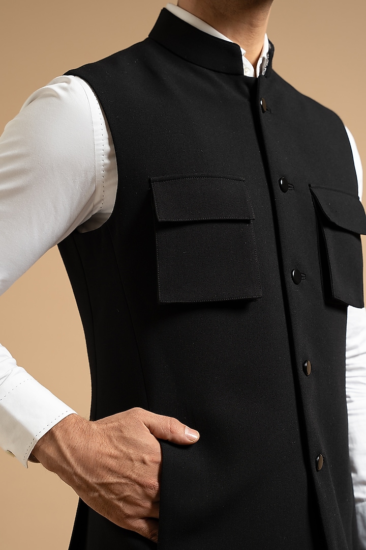 Black Polyester Blend Vest by Gargee Designers at Pernia's Pop Up Shop