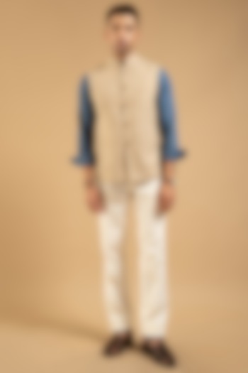 Beige Polyester Blend Vest by Gargee Designers at Pernia's Pop Up Shop