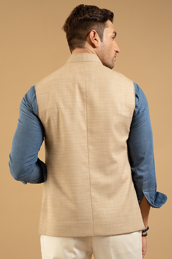 Beige Polyester Blend Vest by Gargee Designers at Pernia's Pop Up Shop