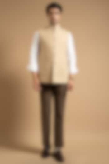 Beige Polyester Blend Vest by Gargee Designers at Pernia's Pop Up Shop