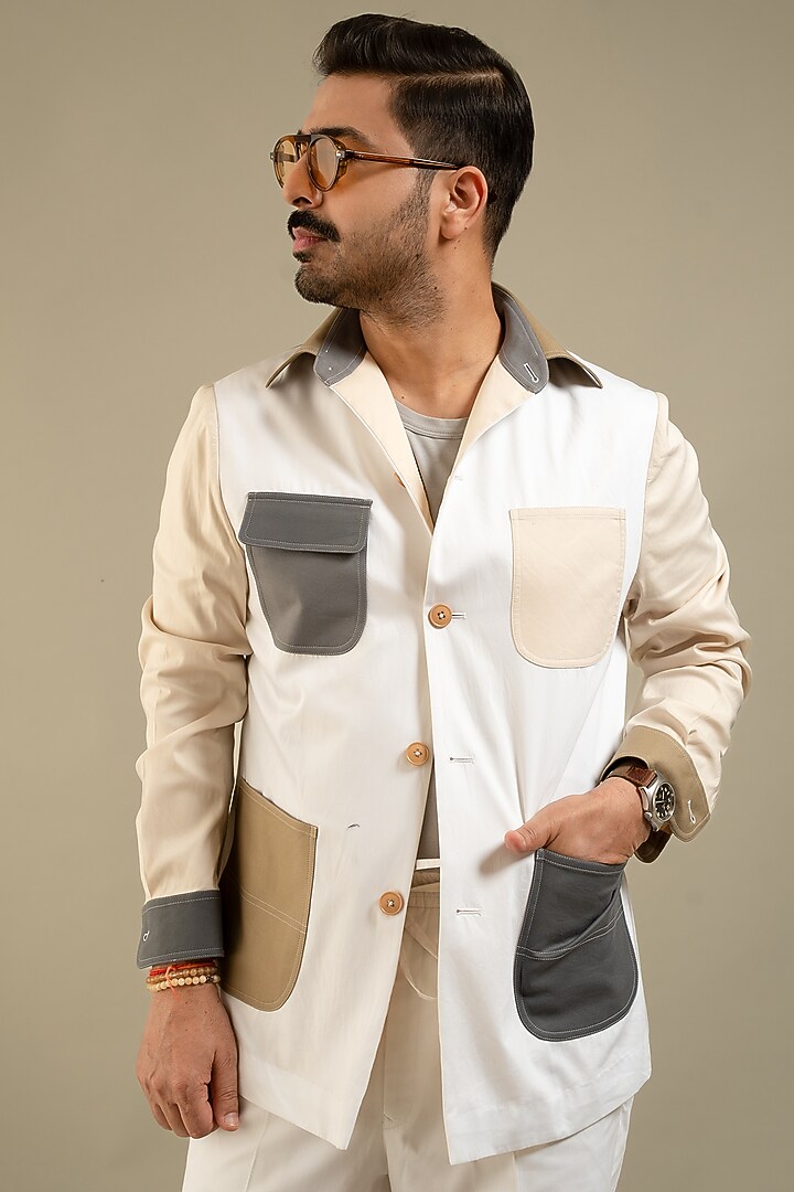 Khakhi Cotton Shacket by Gargee Designers at Pernia's Pop Up Shop