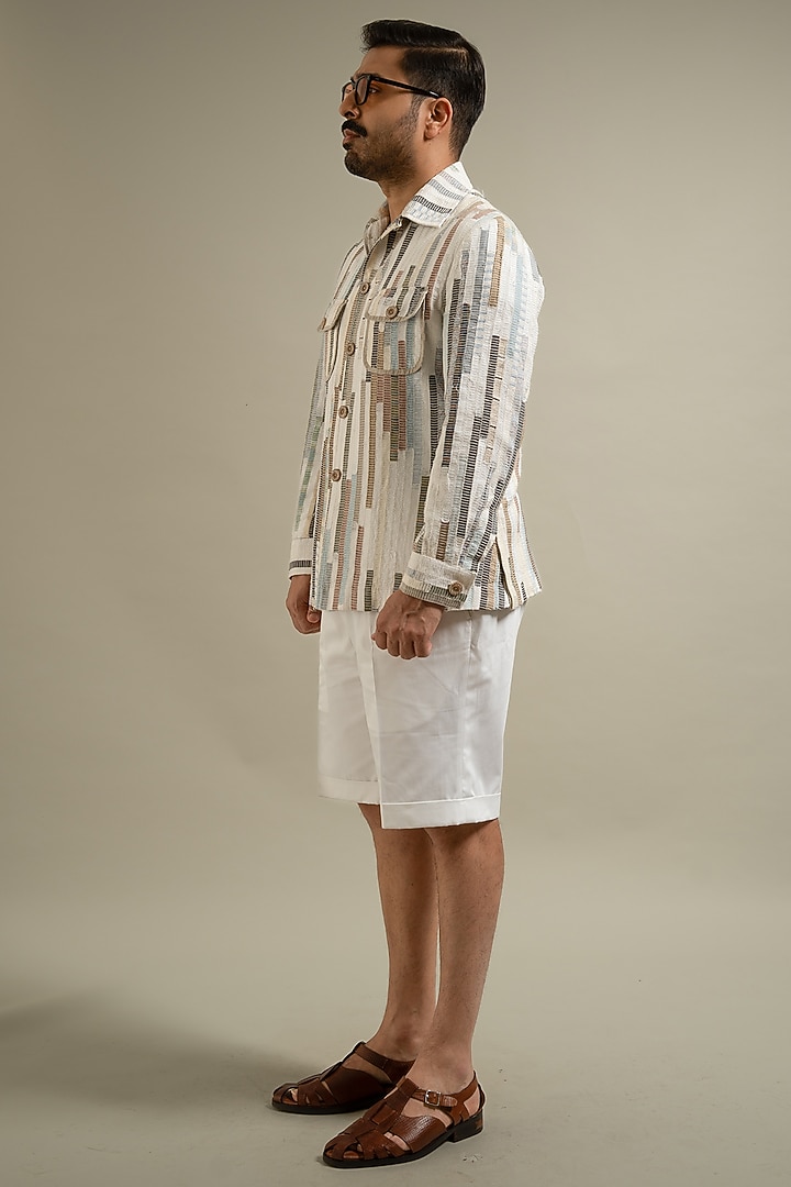 Ivory Recycled Linen Shacket by Gargee Designers at Pernia's Pop Up Shop