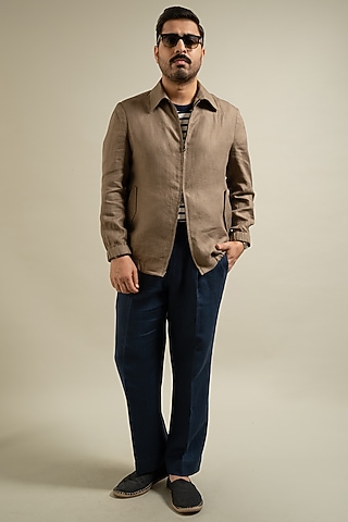 Khakhi Linen Shacket by Gargee Designers