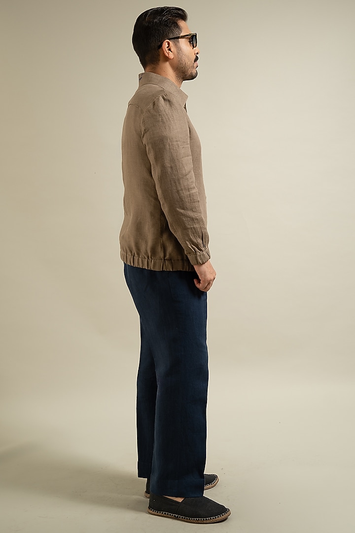 Khakhi Linen Shacket by Gargee Designers at Pernia's Pop Up Shop