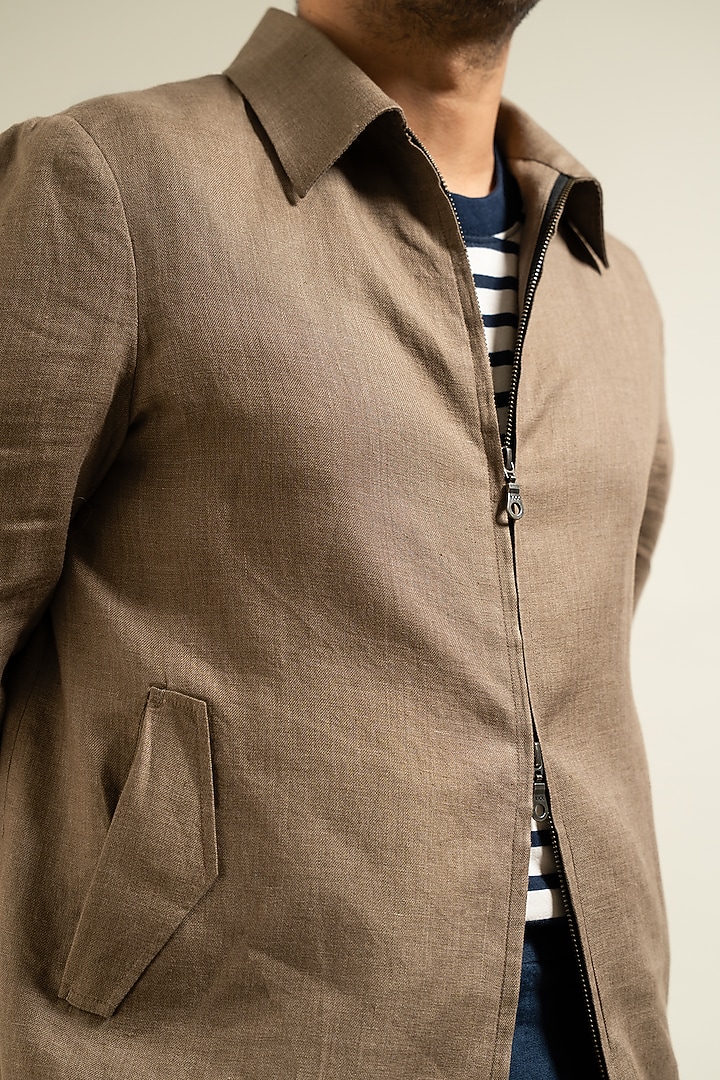 Khakhi Linen Shacket by Gargee Designers at Pernia's Pop Up Shop
