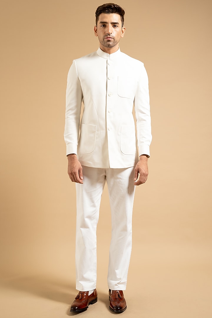 White Cotton Bandhgala by Gargee Designers at Pernia's Pop Up Shop