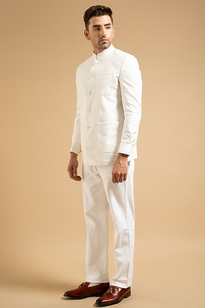 White Cotton Bandhgala by Gargee Designers at Pernia's Pop Up Shop