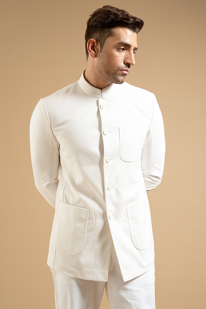 White Cotton Bandhgala by Gargee Designers at Pernia's Pop Up Shop