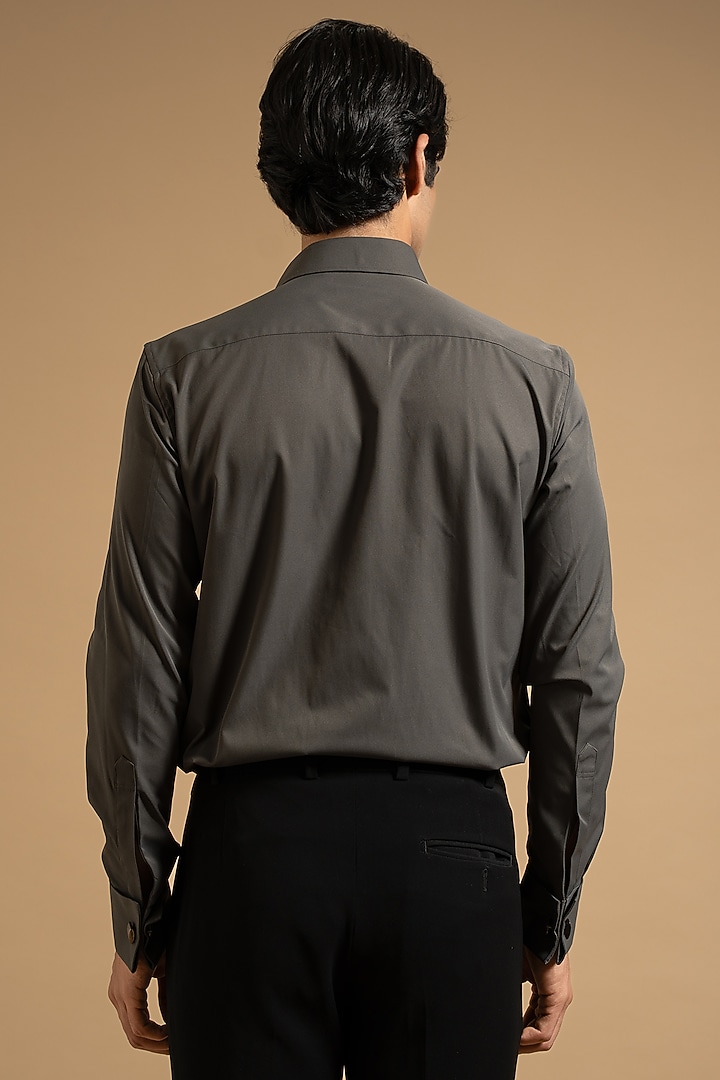 Grey Polyester Satin Wedding Shirt by Gargee Designers at Pernia's Pop Up Shop