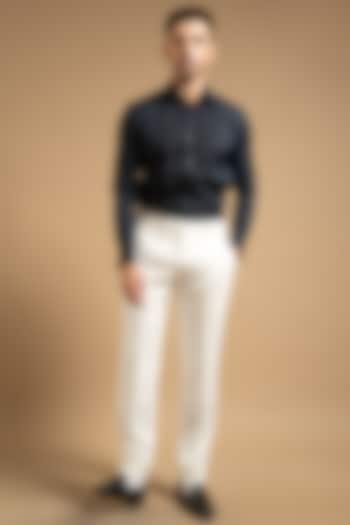 Blue Polyester Satin Embroidered Wedding Shirt by Gargee Designers at Pernia's Pop Up Shop