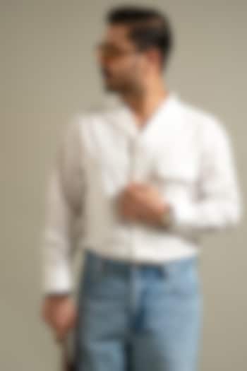 White Cotton Blend Party Wear Shirt by Gargee Designers at Pernia's Pop Up Shop