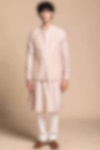 Blush Chanderi Silk Quilted Bundi Jacket Set by Gargee Designers at Pernia's Pop Up Shop