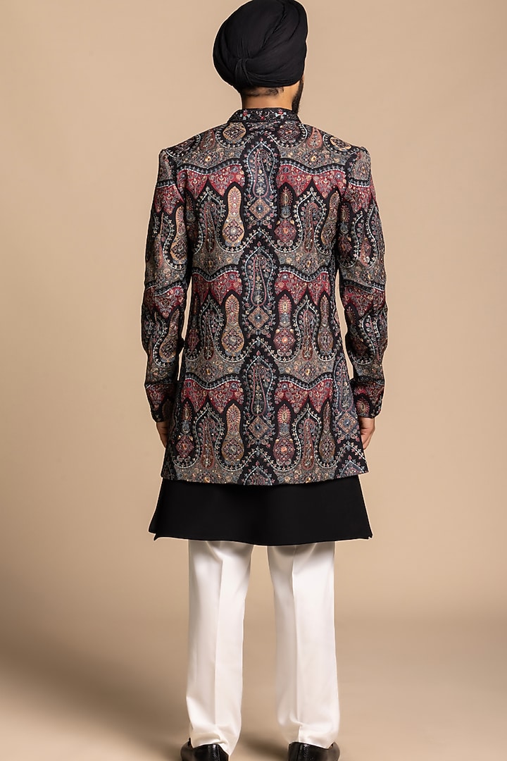 Black Cotton Silk Embroidered Jacket Set by Gargee Designers at Pernia's Pop Up Shop